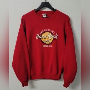 Vintage Hard Rock Cafe Fleece Lined Crew Neck Sweatshirt Honolulu Hawaii Men's L